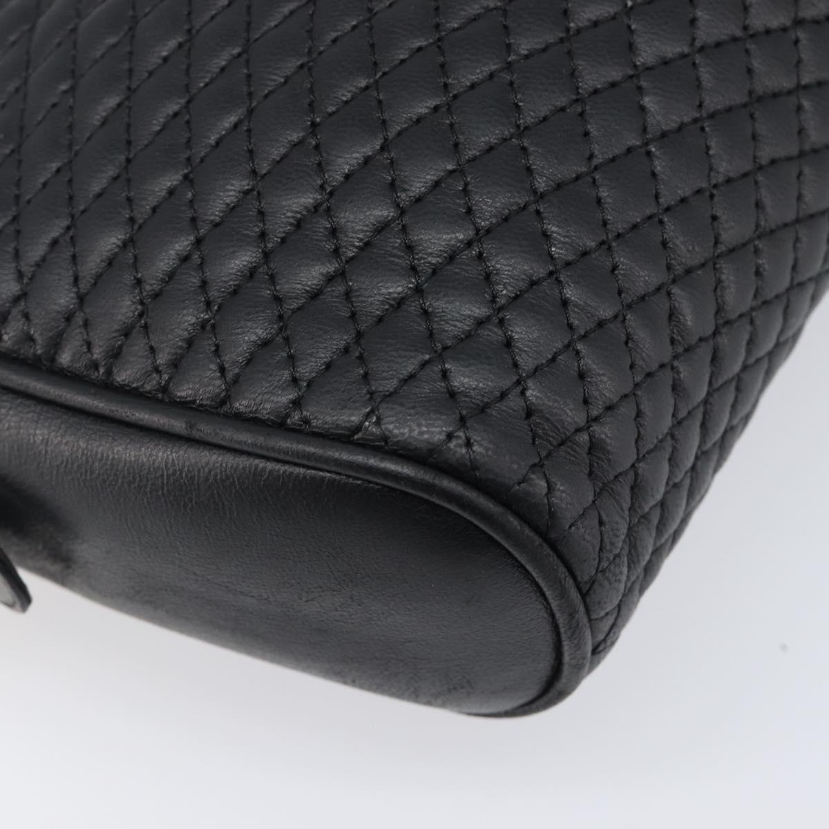 BALLY Chain Shoulder Bag Leather Black Gold Auth BA15717