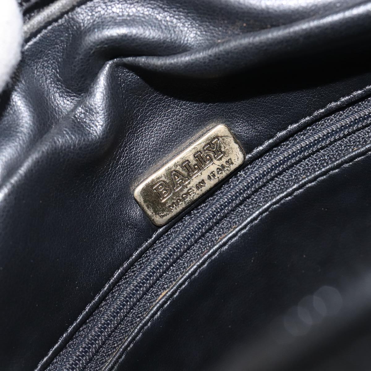 BALLY Chain Shoulder Bag Leather Black Gold Auth BA15717