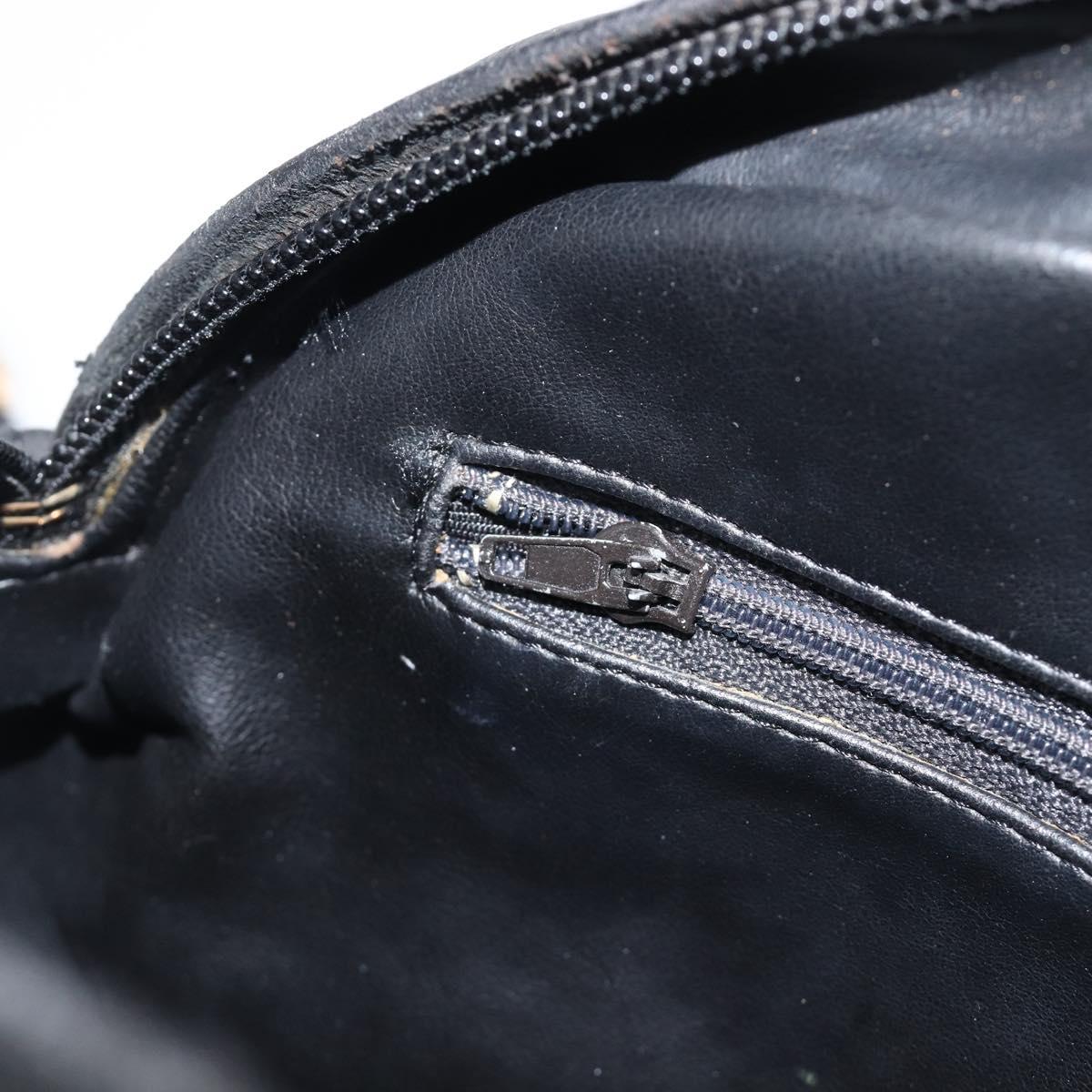 BALLY Chain Shoulder Bag Leather Black Gold Auth BA15717