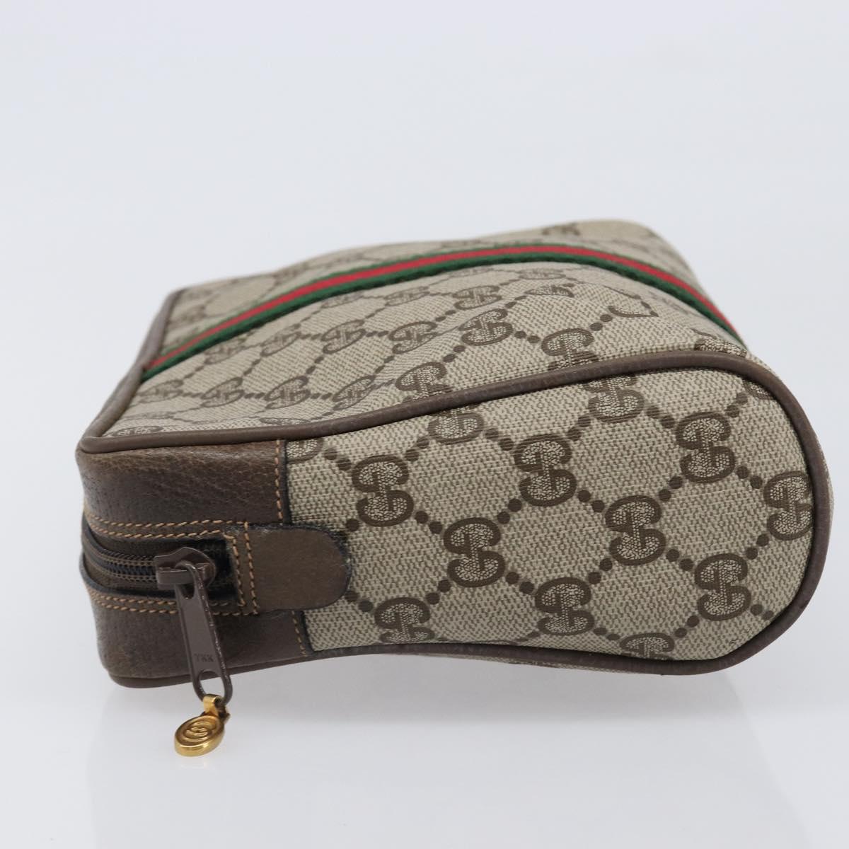 GUCCI GG Supreme Web Sherry Line Clutch Bag PVC Beige 75 01 012 Auth BA15718