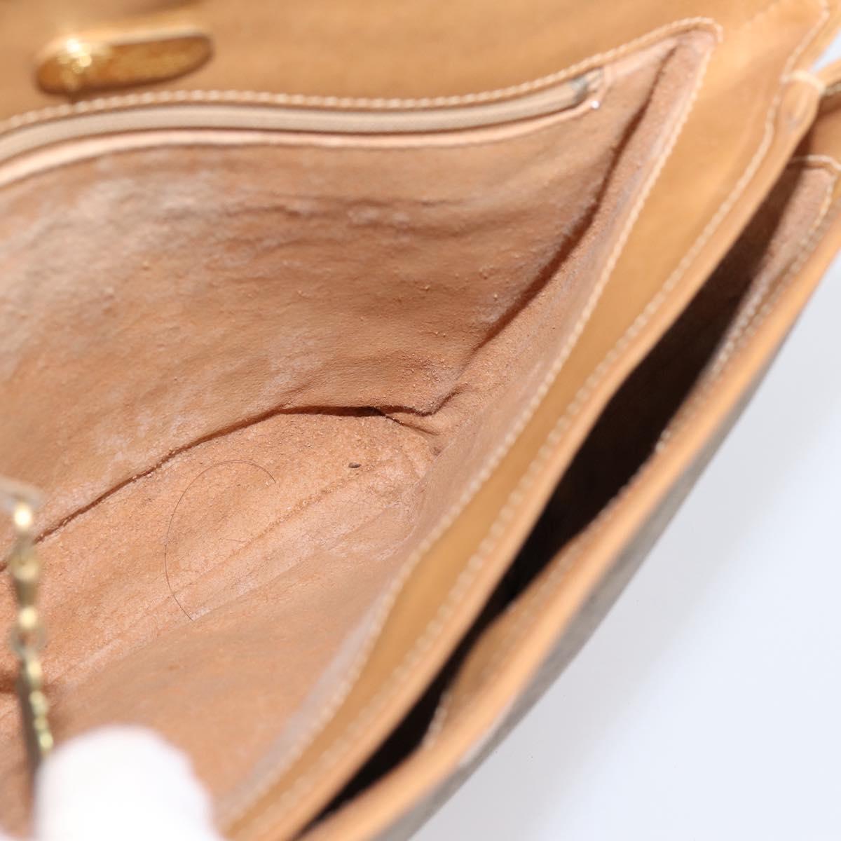 GUCCI Micro GG Supreme Shoulder Bag PVC Beige Gold Auth BA15719