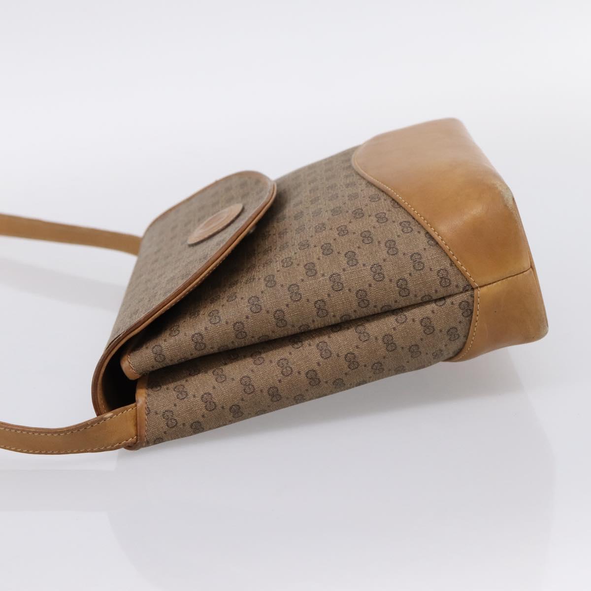 GUCCI Micro GG Supreme Shoulder Bag PVC Beige Gold Auth BA15719