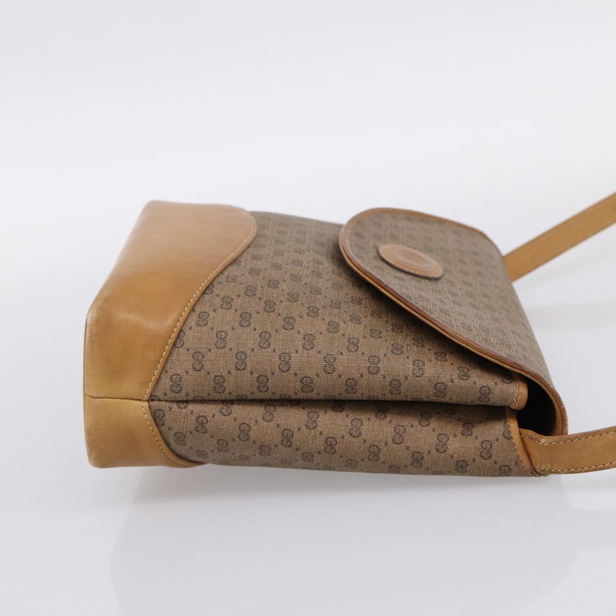 GUCCI Micro GG Supreme Shoulder Bag PVC Beige Gold Auth BA15719
