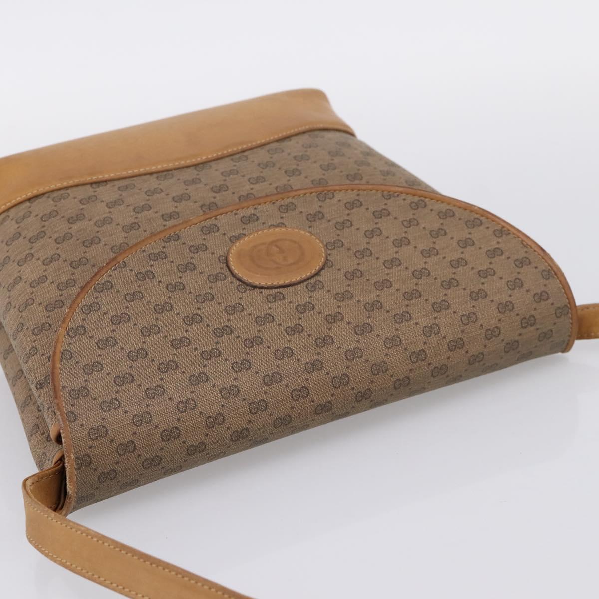 GUCCI Micro GG Supreme Shoulder Bag PVC Beige Gold Auth BA15719