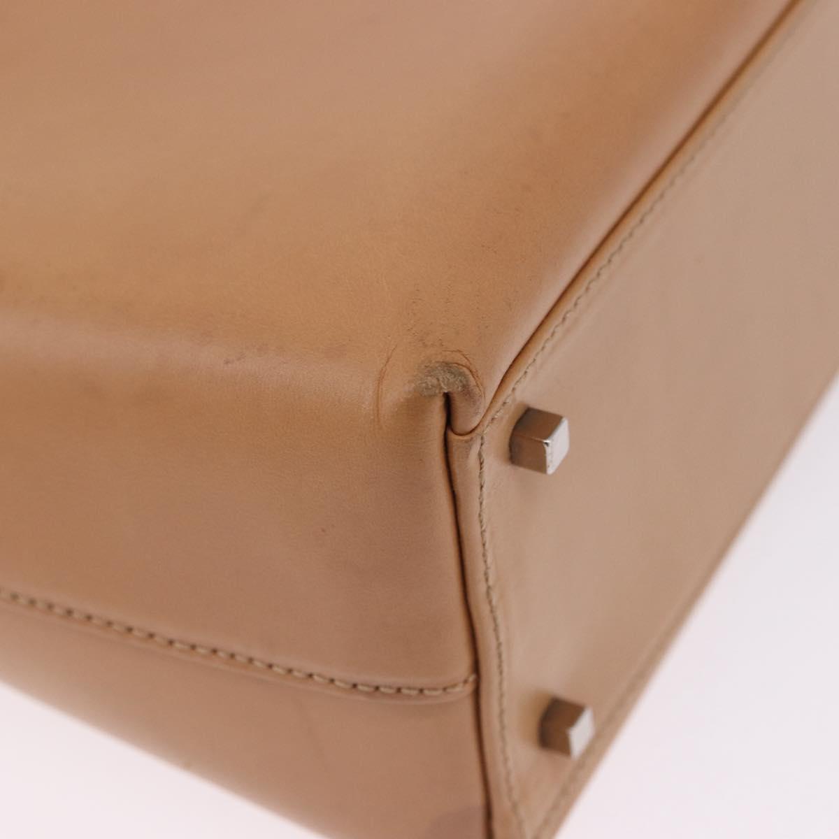 Salvatore Ferragamo Gancini Hand Bag Leather 2way Brown Silver Auth BA15725