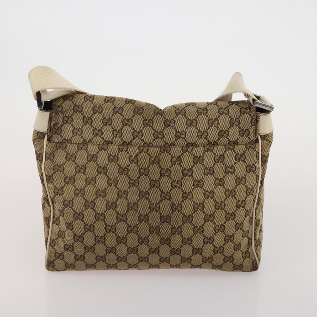 GUCCI GG Canvas Web Sherry Line Bag Leather Suede 4 Set Beige Black Auth BA15737