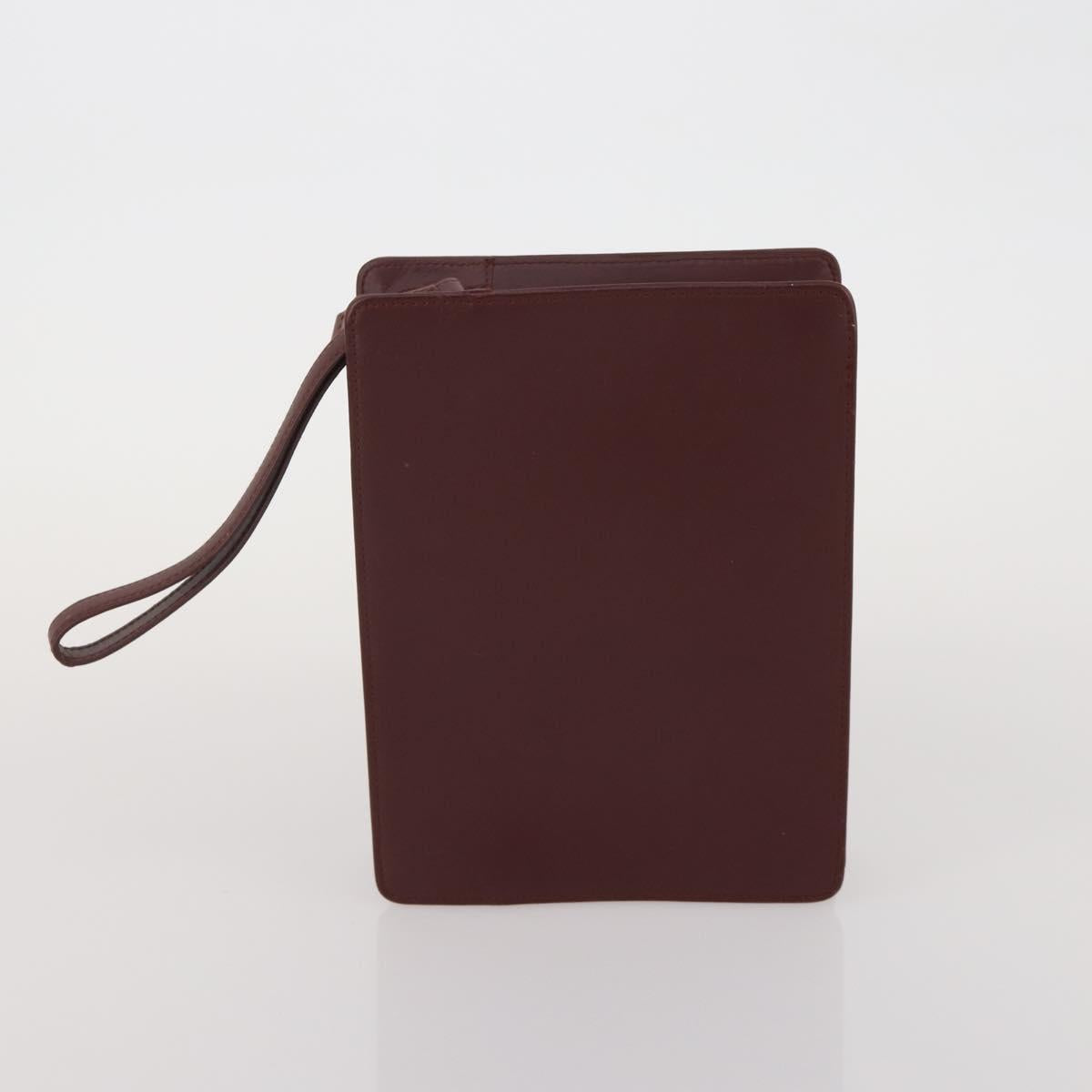 CARTIER Must Line Shoulder Bag Leather 2 Set Bordeaux Gold Auth BA15738