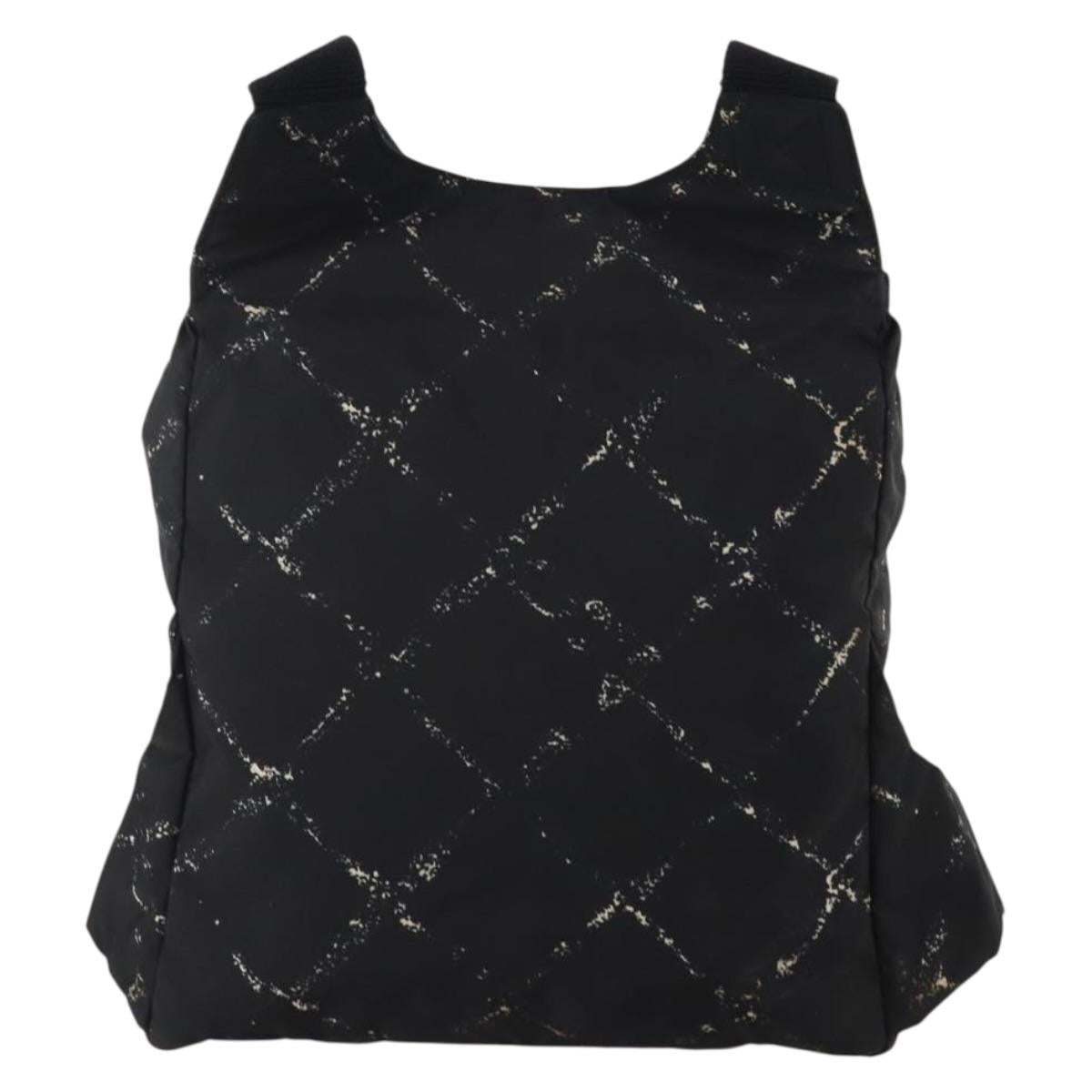 CHANEL New Travel Line Backpack Nylon Black CC Auth BA15739