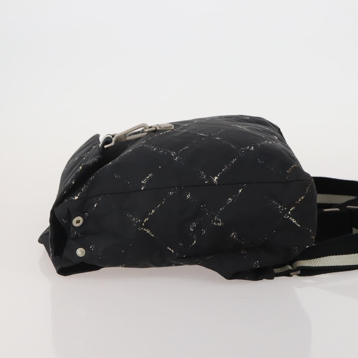 CHANEL New Travel Line Backpack Nylon Black CC Auth BA15739