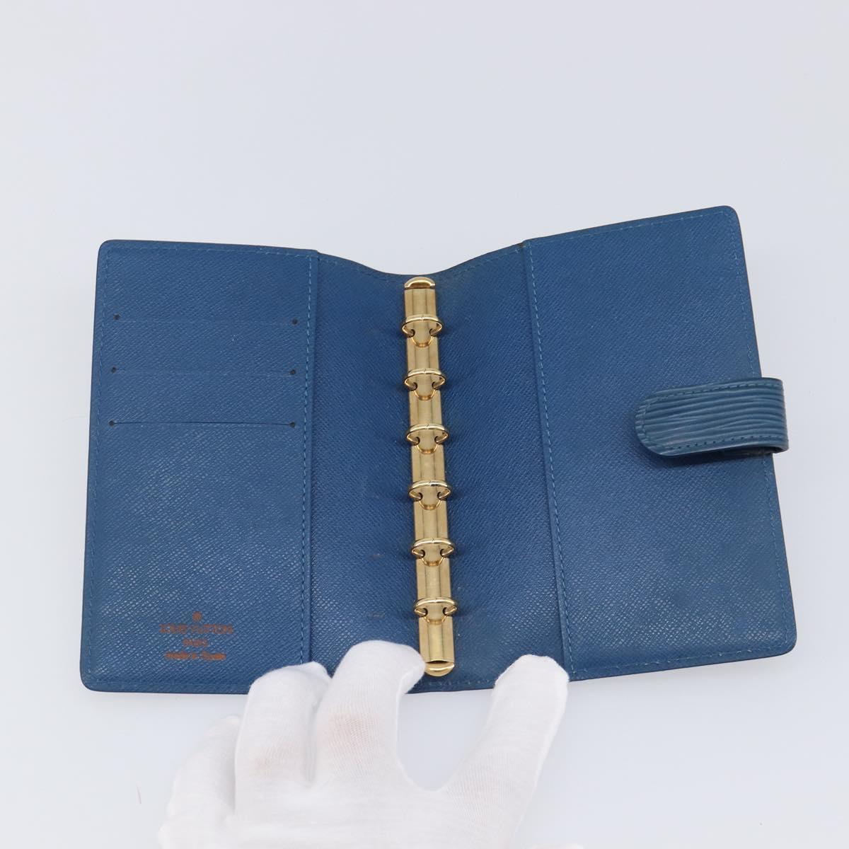 LOUIS VUITTON Epi Agenda PM Day Planner Cover Blue R20055 LV Auth BA15742