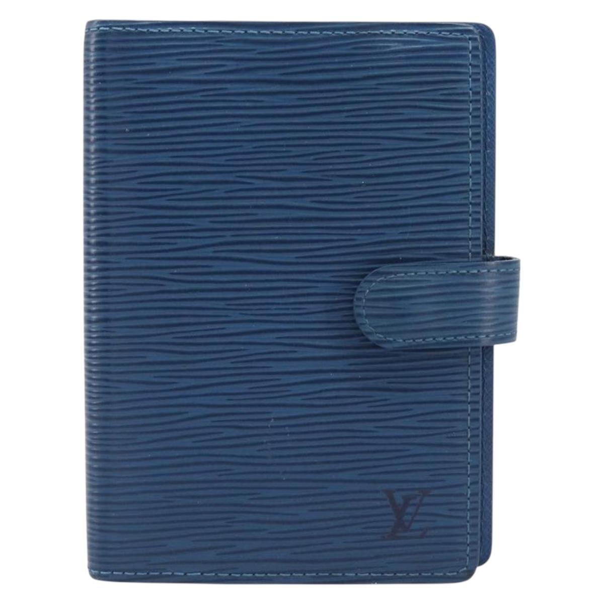 LOUIS VUITTON Epi Agenda PM Day Planner Cover Blue R20055 LV Auth BA15742