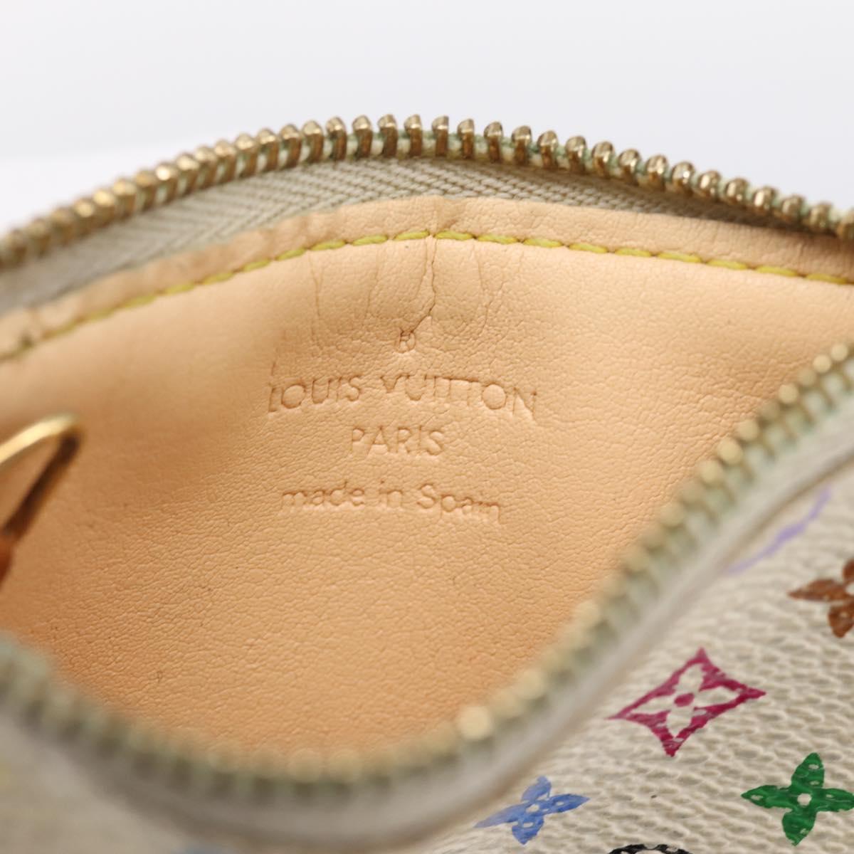 LOUIS VUITTON Monogram Multicolor Pochette Cles White M92655 LV Auth BA15747