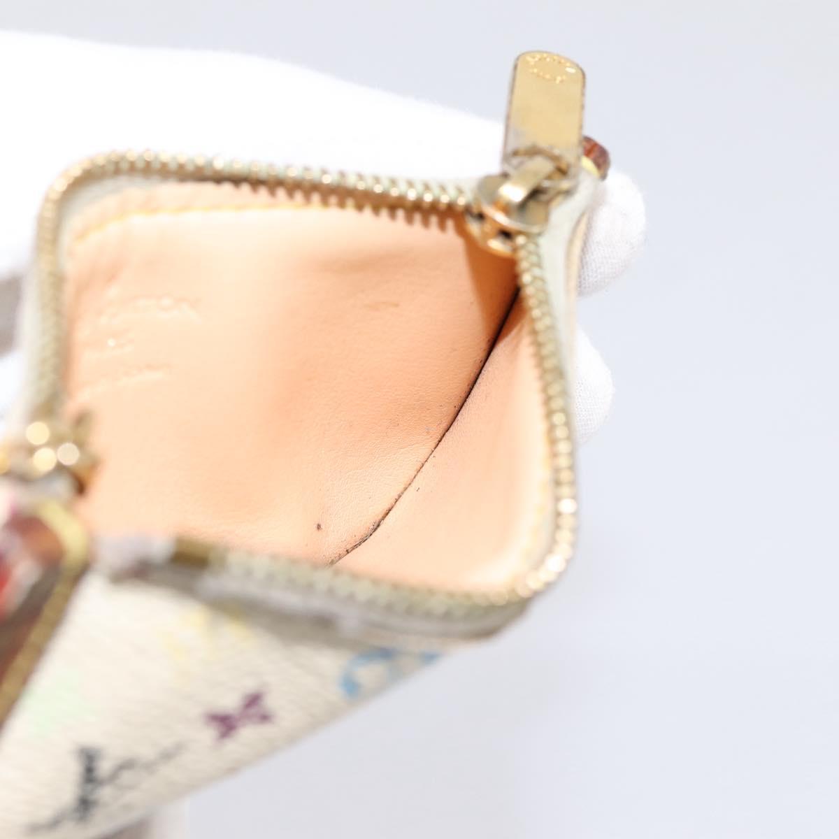 LOUIS VUITTON Monogram Multicolor Pochette Cles White M92655 LV Auth BA15747