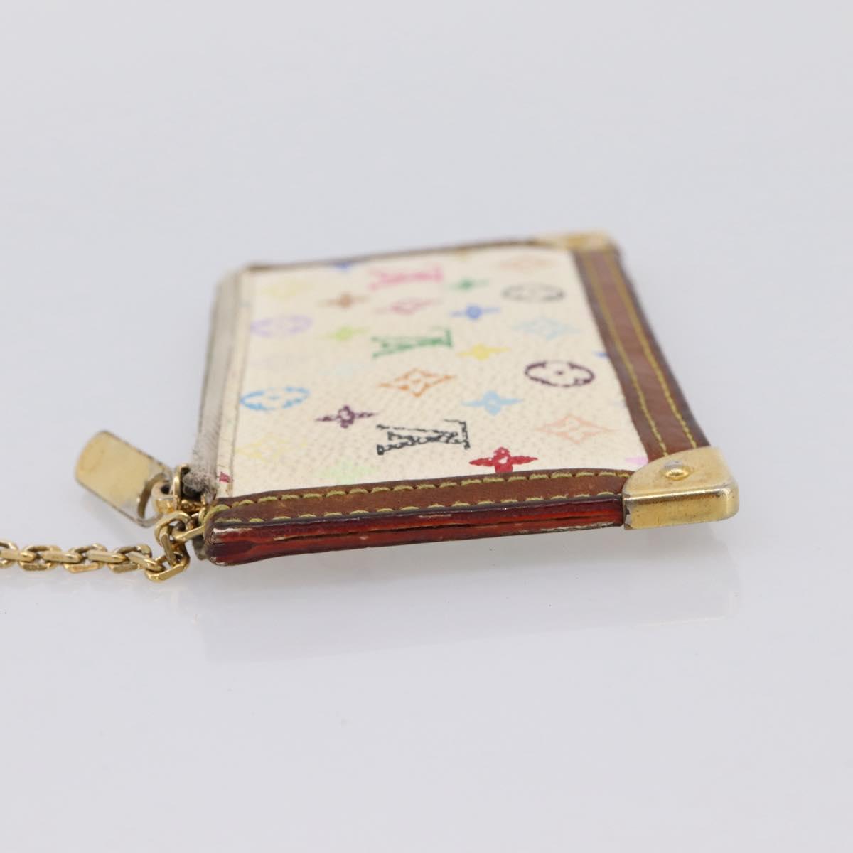 LOUIS VUITTON Monogram Multicolor Pochette Cles White M92655 LV Auth BA15747