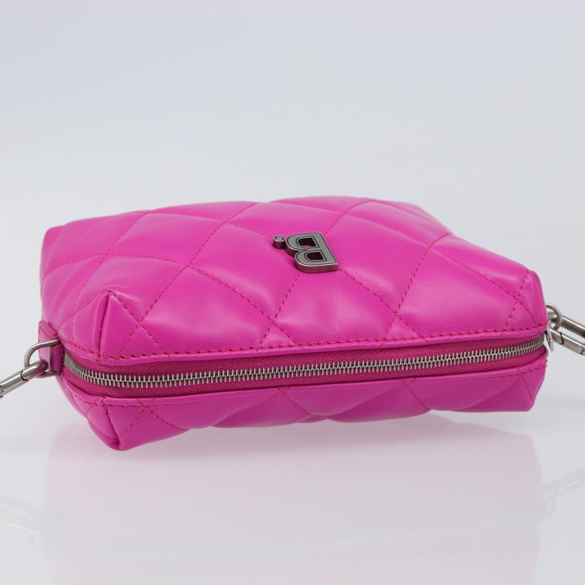 BALENCIAGA Touch Puffy Camera Bag XS Leather Purple Silver 616060 Auth BA15787V