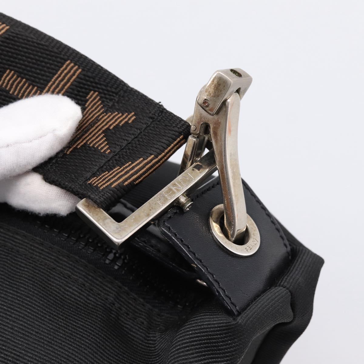 FENDI Hand Bag Canvas Black Silver Auth BA15789
