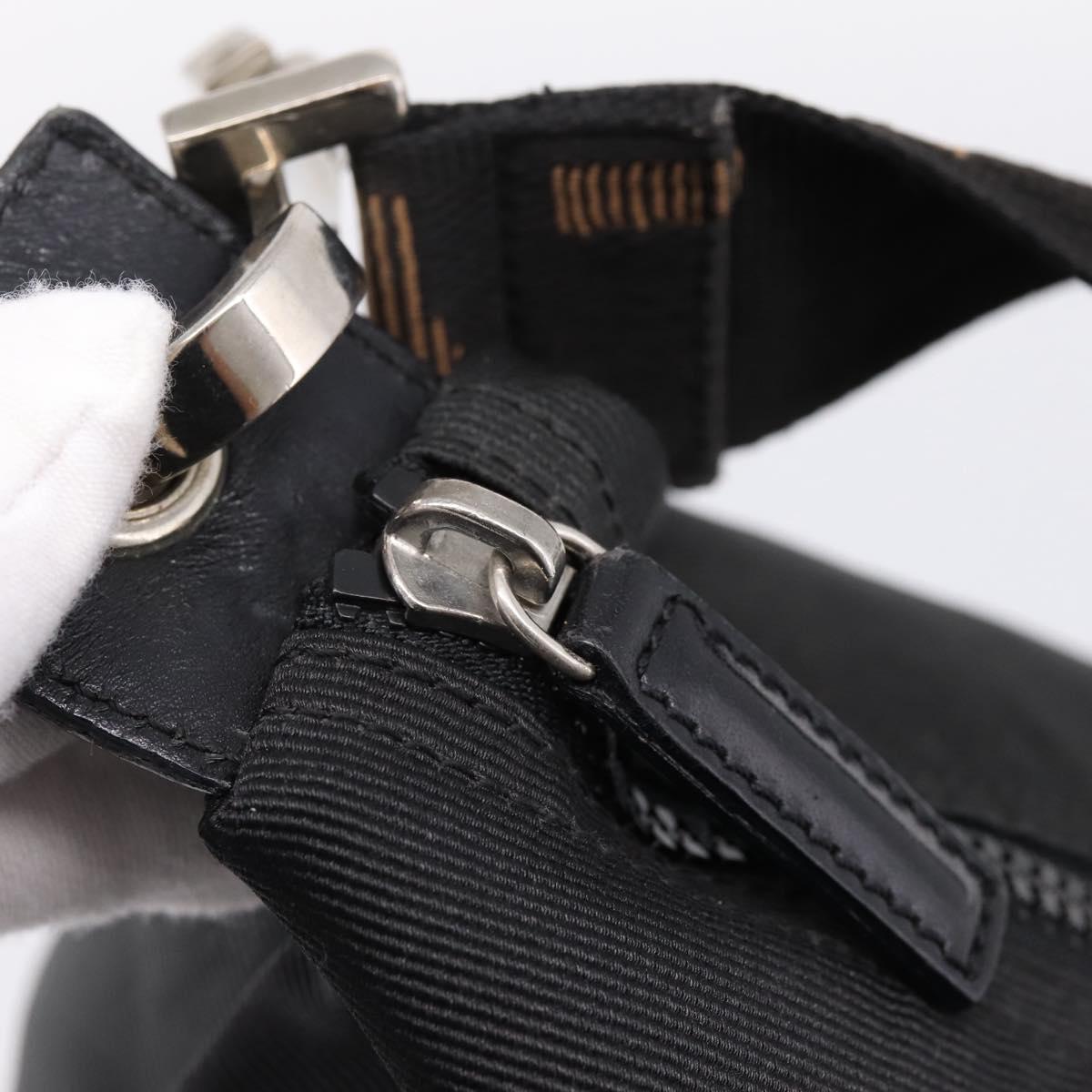 FENDI Hand Bag Canvas Black Silver Auth BA15789