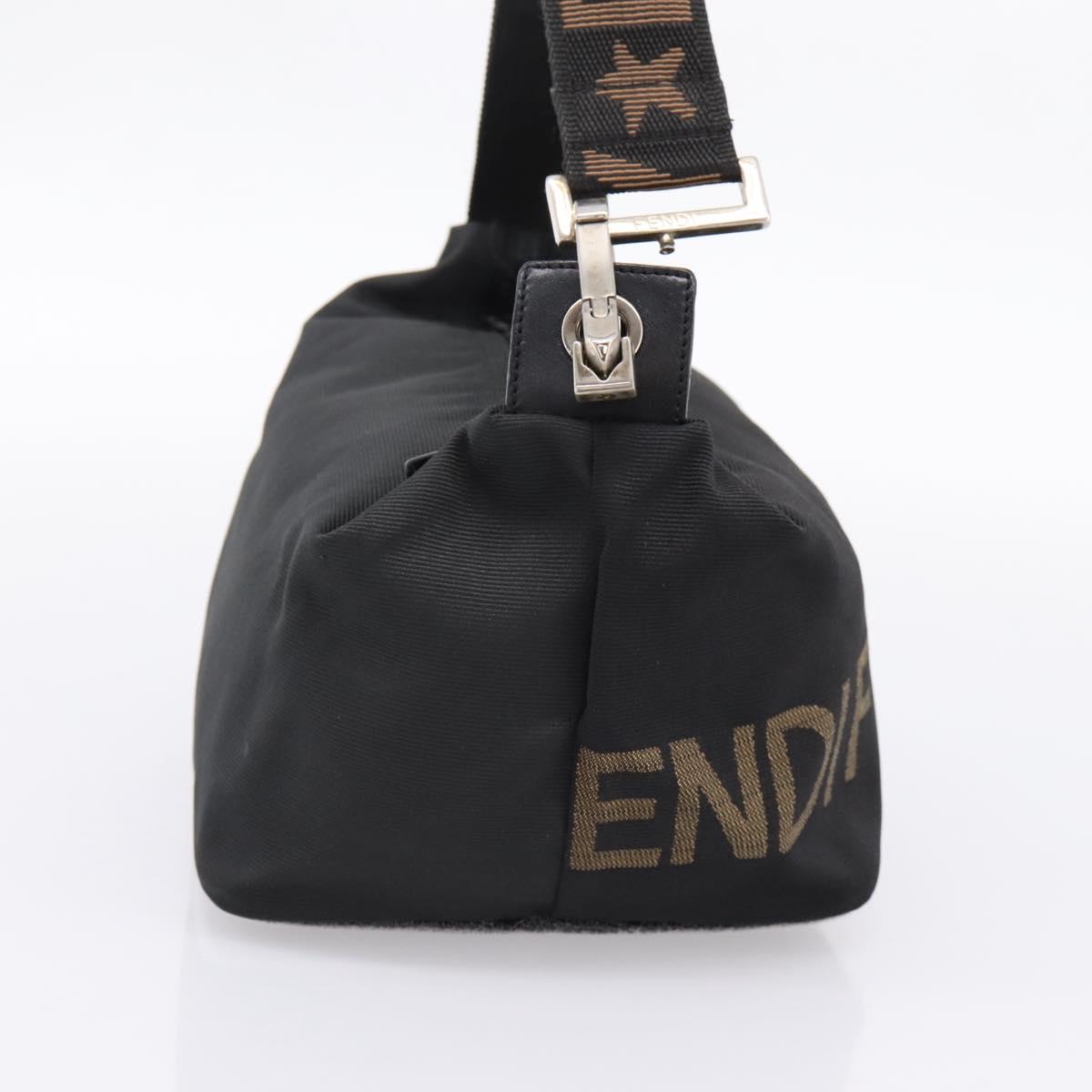 FENDI Hand Bag Canvas Black Silver Auth BA15789