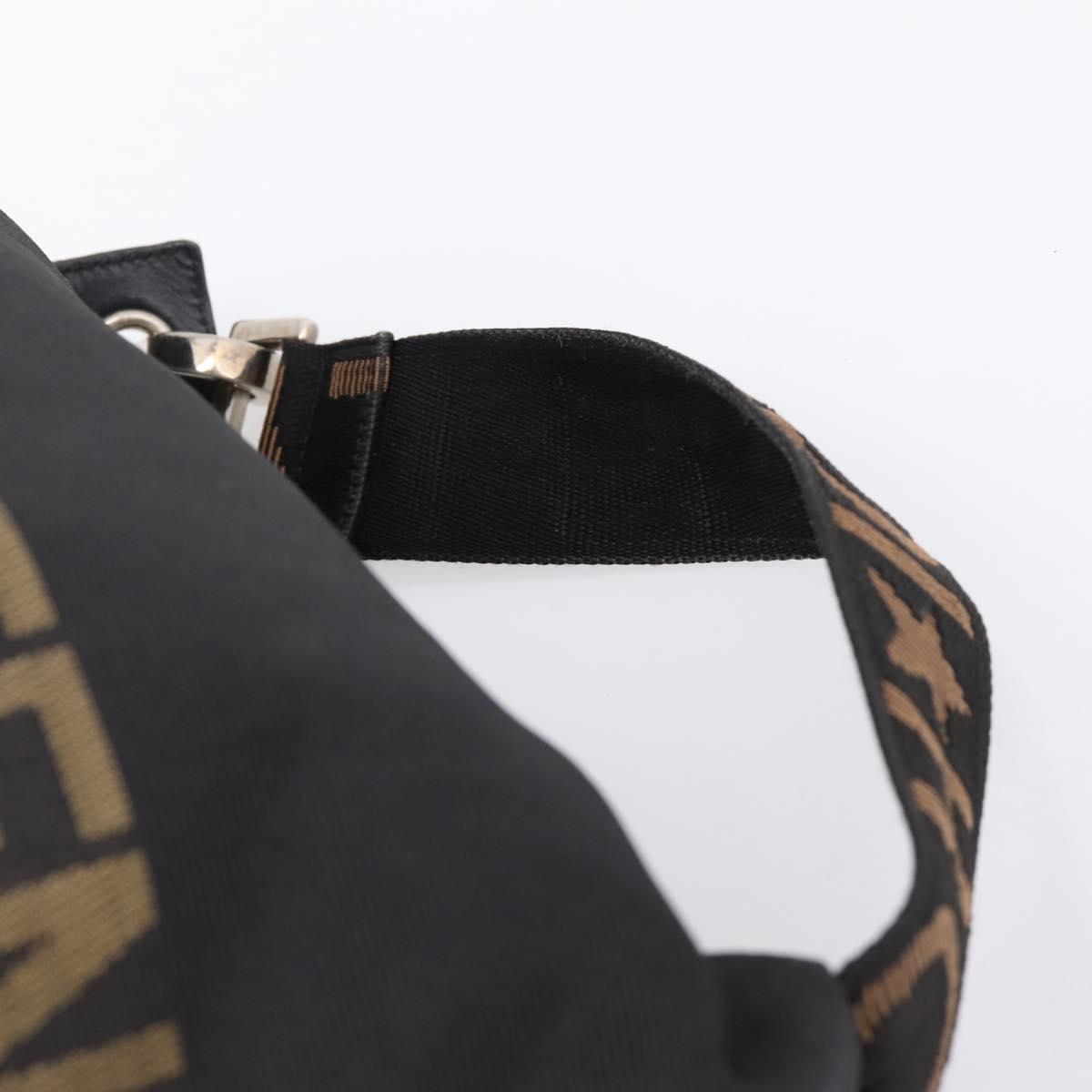 FENDI Hand Bag Canvas Black Silver Auth BA15789