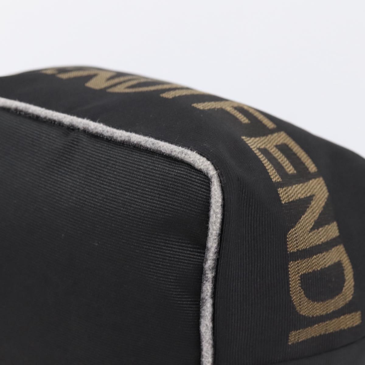 FENDI Hand Bag Canvas Black Silver Auth BA15789