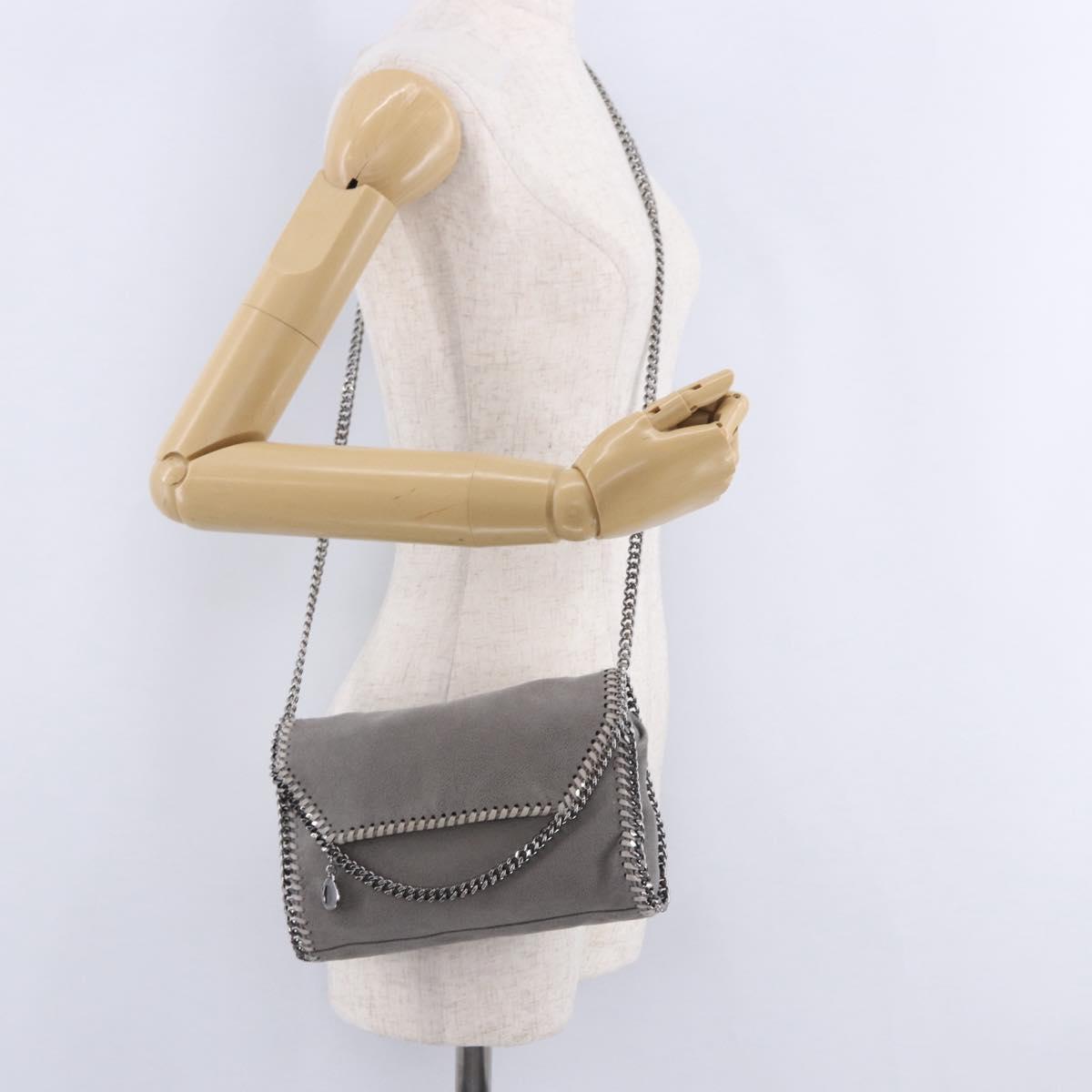 Stella MacCartney Falabella Chain Bag Polyester Gray Silver 364519 Auth BA15790A