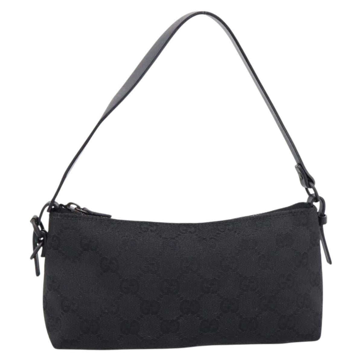 GUCCI GG Canvas Hand Bag Black Silver 103399 Auth BA15792V