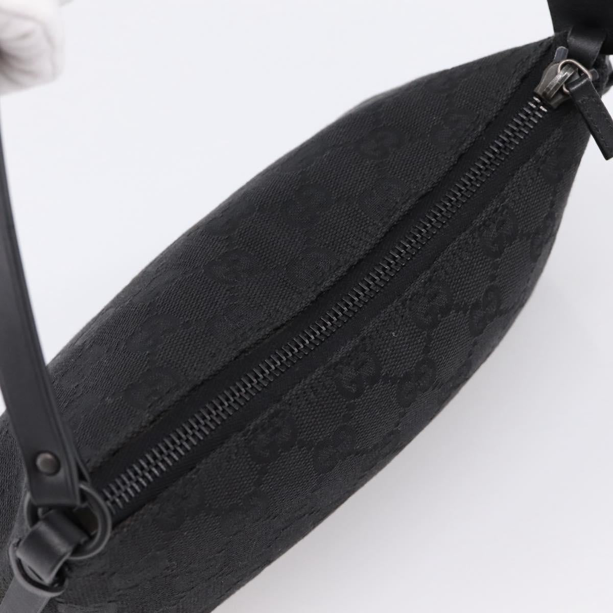 GUCCI GG Canvas Hand Bag Black Silver 103399 Auth BA15792V