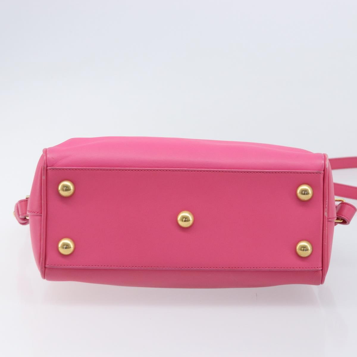 SAINT LAURENT Baby Duffel Hand Bag Leather 2way Pink Gold Auth BA15793V