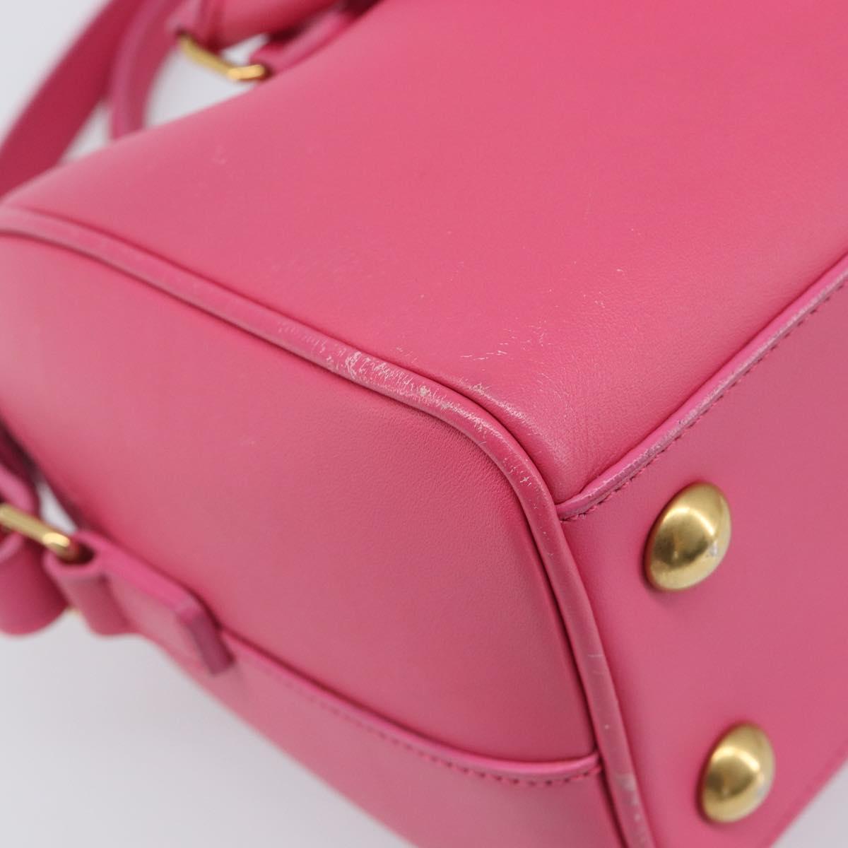 SAINT LAURENT Baby Duffel Hand Bag Leather 2way Pink Gold Auth BA15793V