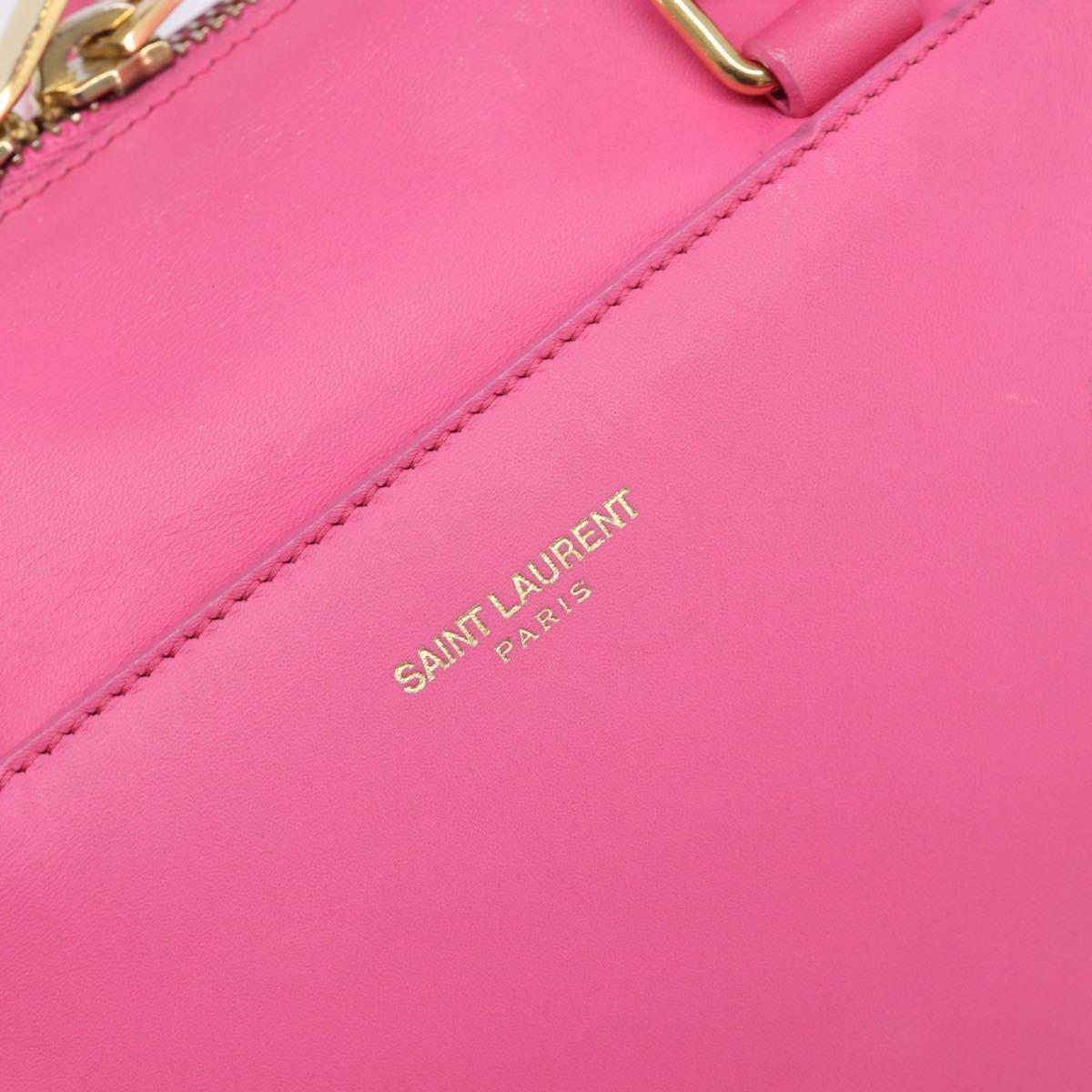SAINT LAURENT Baby Duffel Hand Bag Leather 2way Pink Gold Auth BA15793V