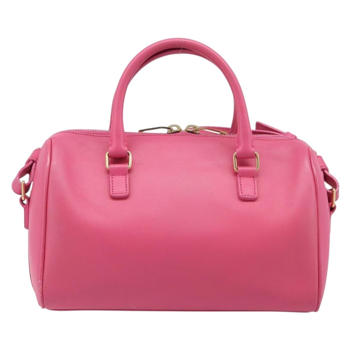 SAINT LAURENT Baby Duffel Hand Bag Leather 2way Pink Gold Auth BA15793V