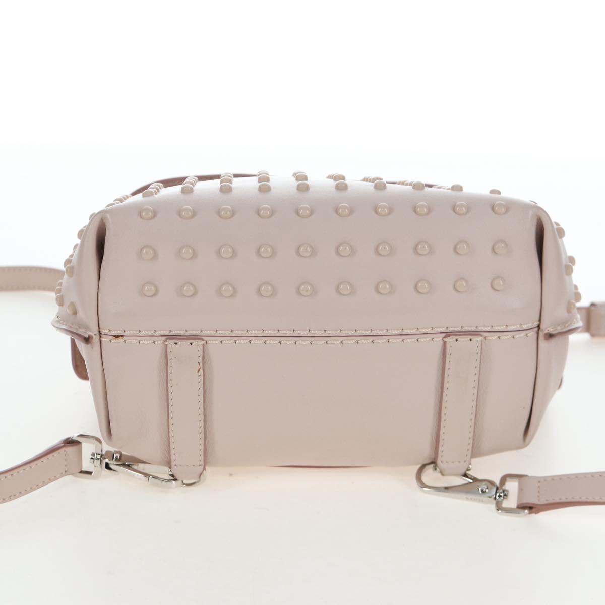 TOD'S Wave Line Backpack Leather Pink Silver Auth BA15794A