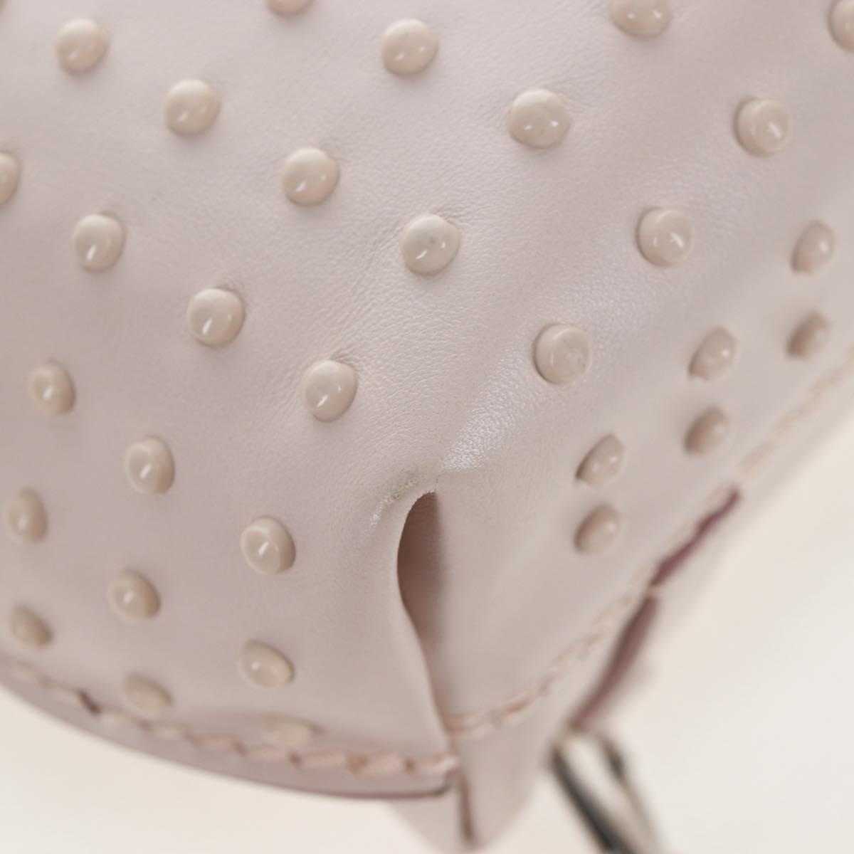 TOD'S Wave Line Backpack Leather Pink Silver Auth BA15794A
