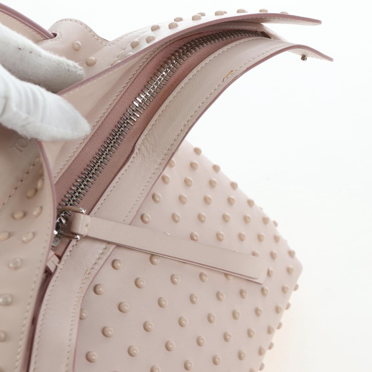 TOD'S Wave Line Backpack Leather Pink Silver Auth BA15794A