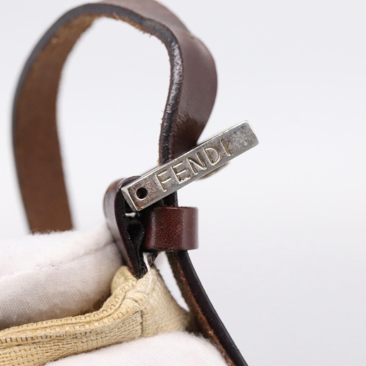 FENDI Zucca Canvas Mamma Baguette Tote Bag Beige Silver Auth BA15795A