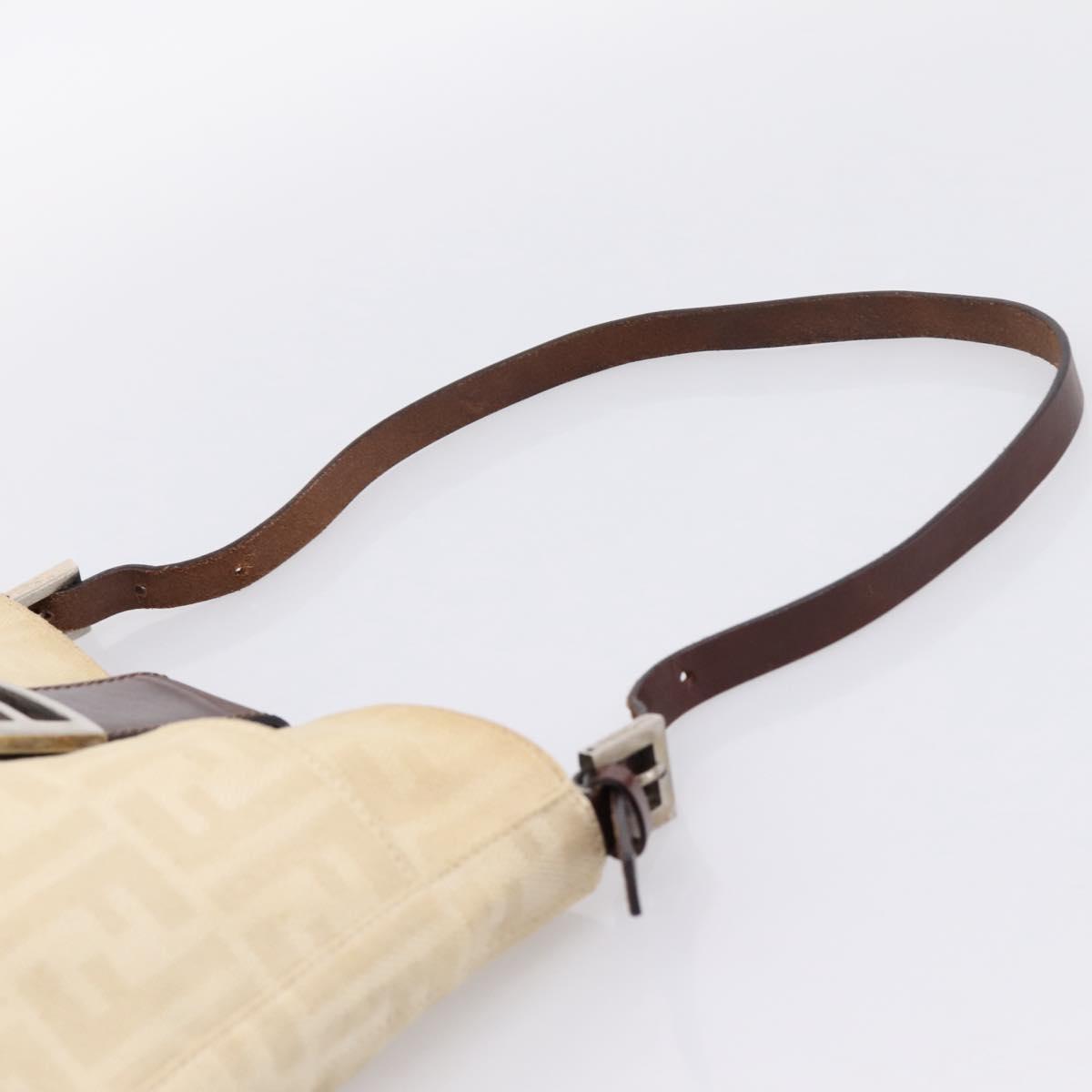 FENDI Zucca Canvas Mamma Baguette Tote Bag Beige Silver Auth BA15795A