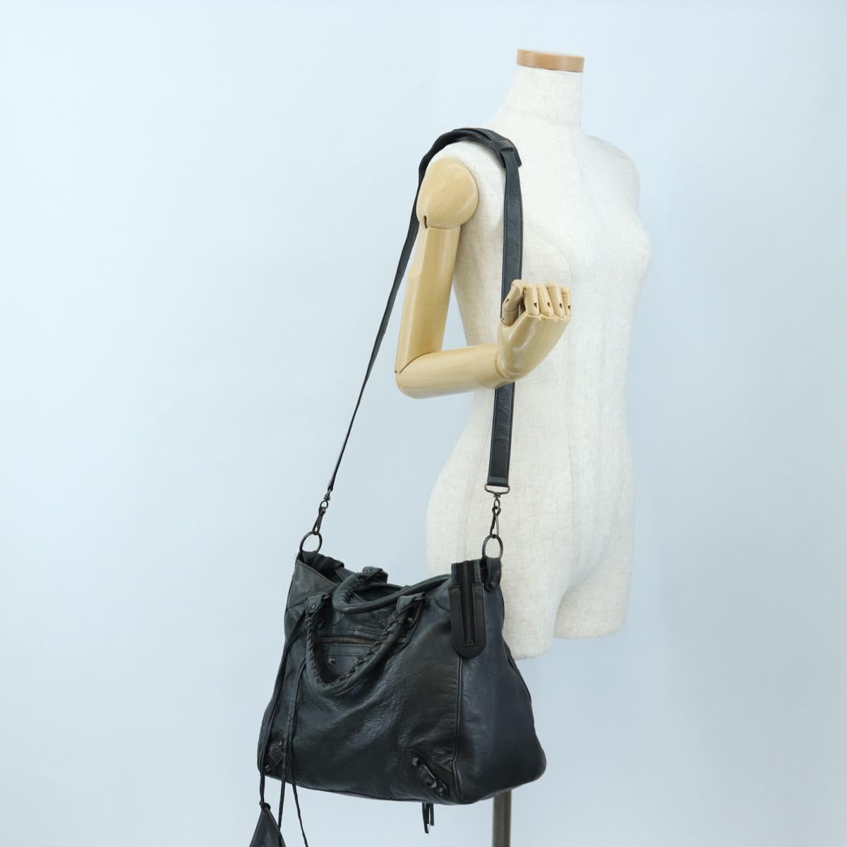 BALENCIAGA Classic Vero Hand Bag Leather 2way Black 235216 Auth BA15797V