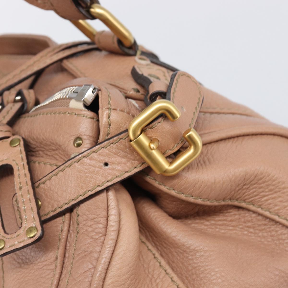 Chloe Paddington Hand Bag Leather Beige Gold Silver Auth BA15798V