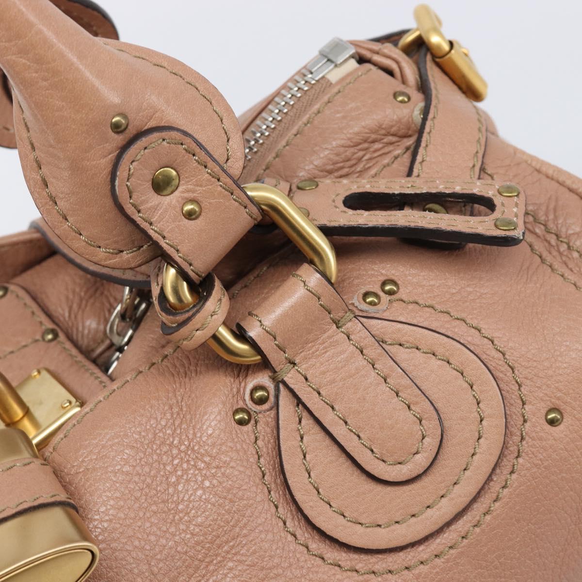 Chloe Paddington Hand Bag Leather Beige Gold Silver Auth BA15798V