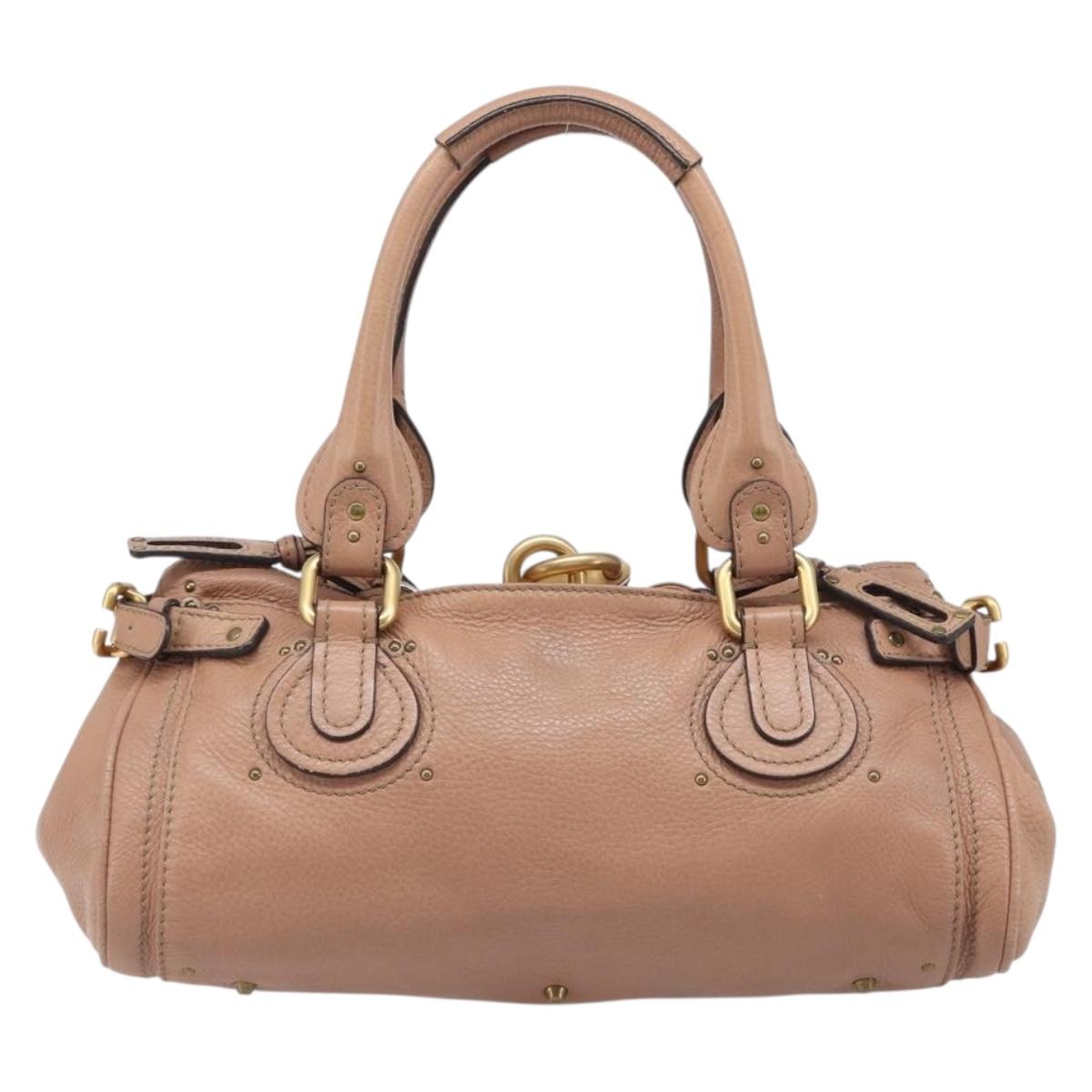 Chloe Paddington Hand Bag Leather Beige Gold Silver Auth BA15798V