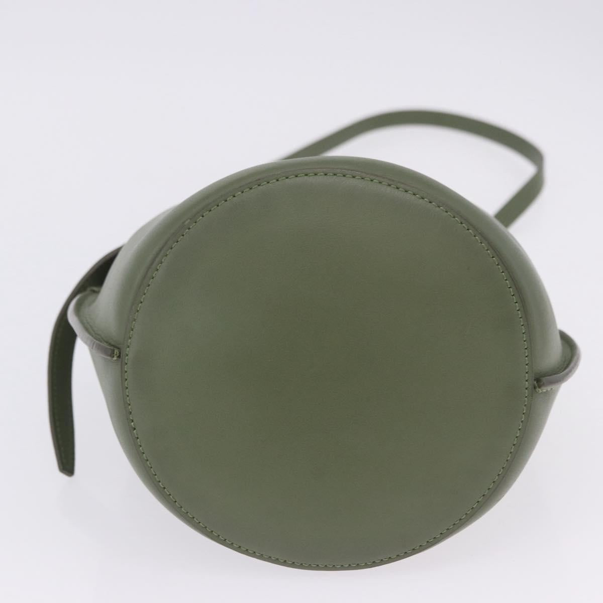 CELINE Big Bag Bucket Hand Bag Leather 2way Green Silver Auth BA15799V