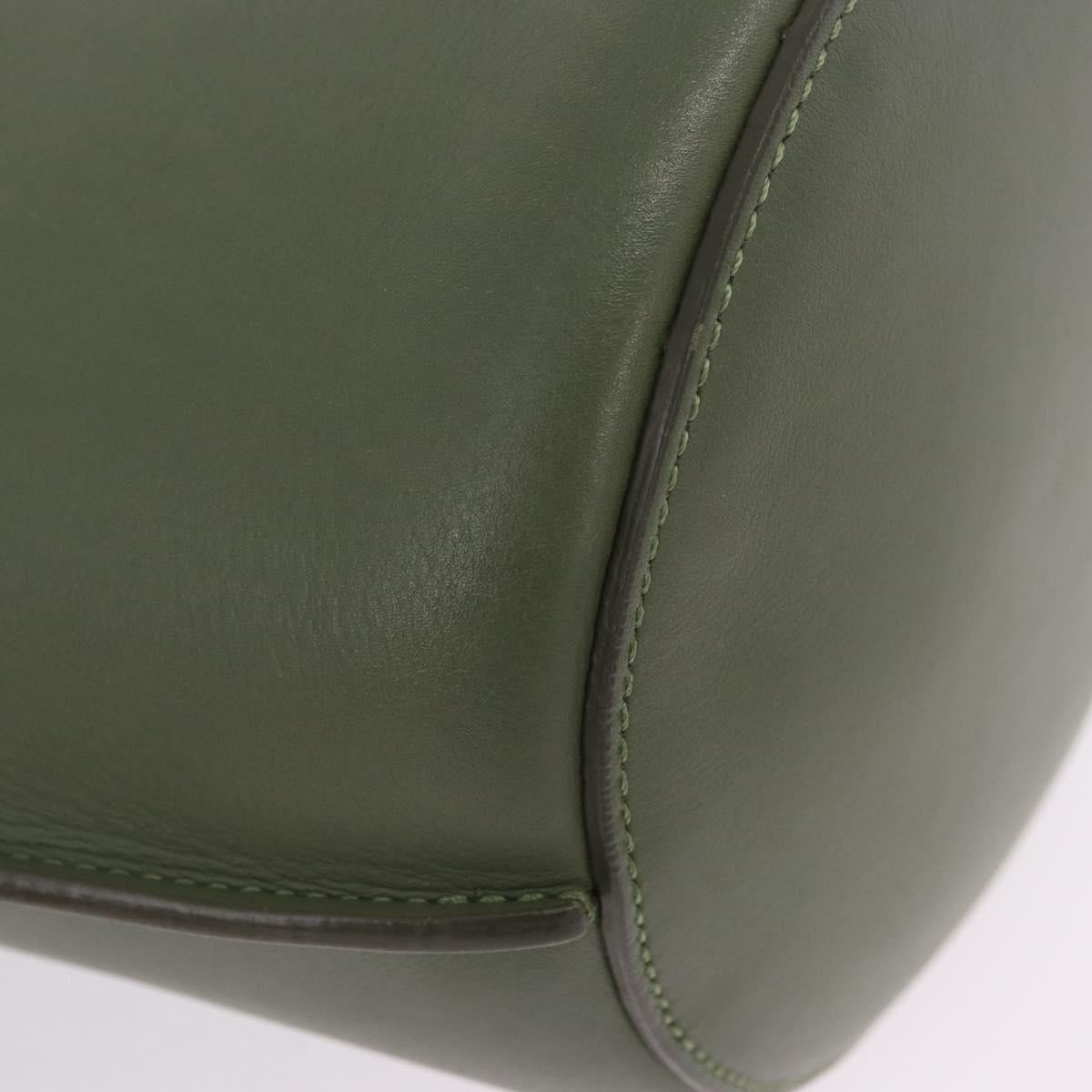 CELINE Big Bag Bucket Hand Bag Leather 2way Green Silver Auth BA15799V