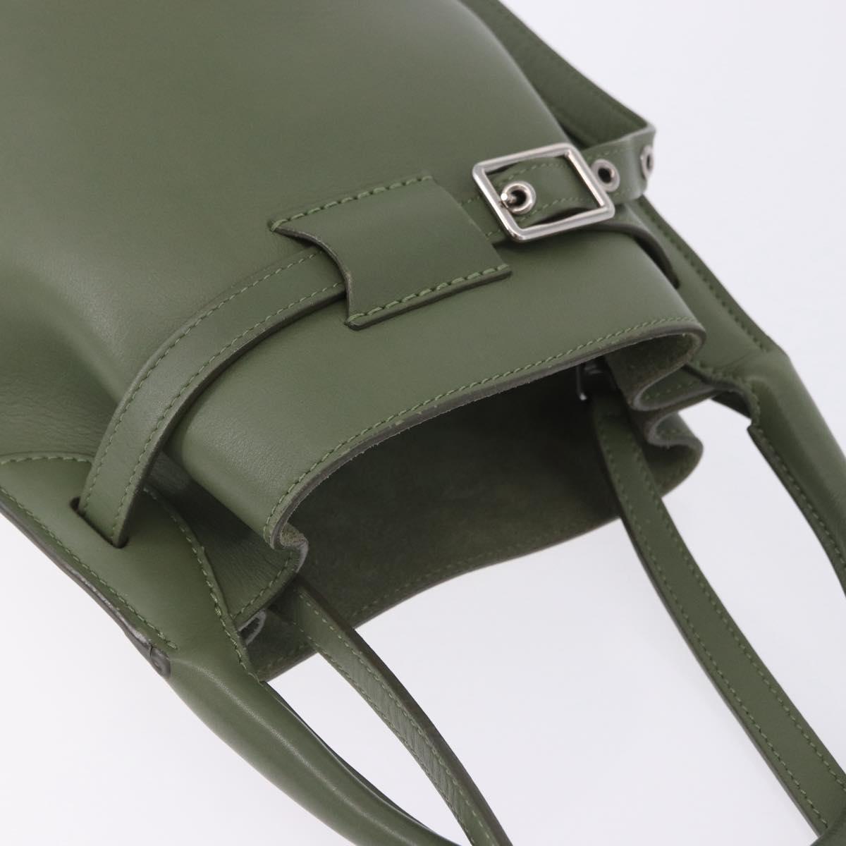 CELINE Big Bag Bucket Hand Bag Leather 2way Green Silver Auth BA15799V