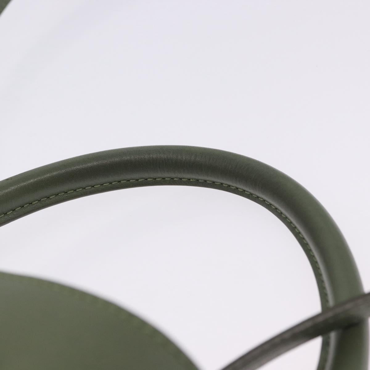 CELINE Big Bag Bucket Hand Bag Leather 2way Green Silver Auth BA15799V