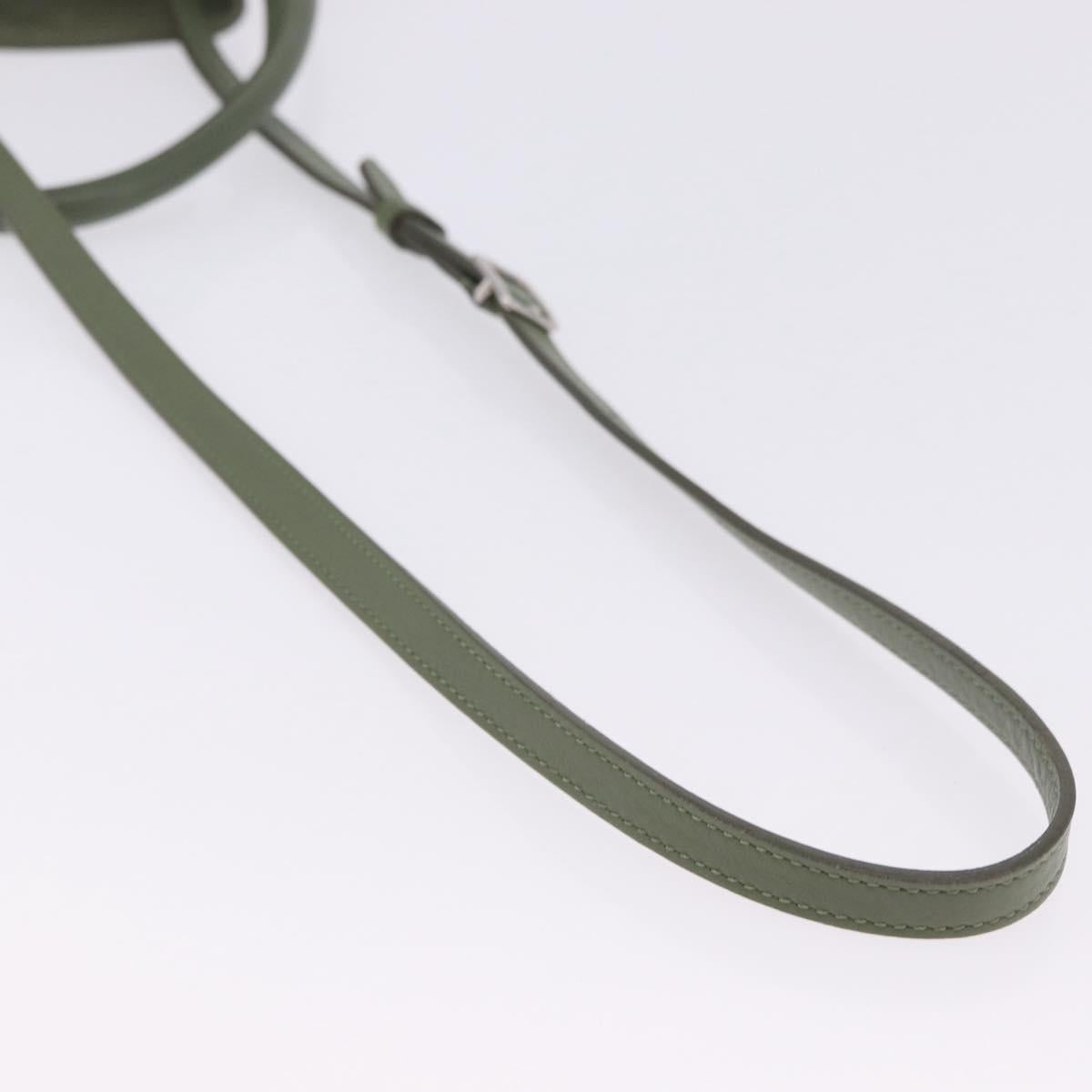 CELINE Big Bag Bucket Hand Bag Leather 2way Green Silver Auth BA15799V