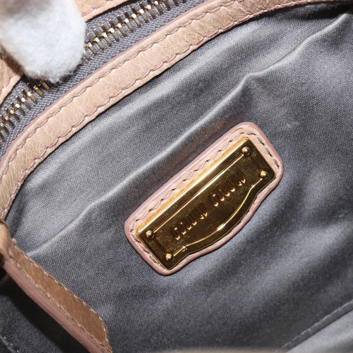 Miu Miu Matelasse Hand Bag Leather Beige Gold Auth BA15801V