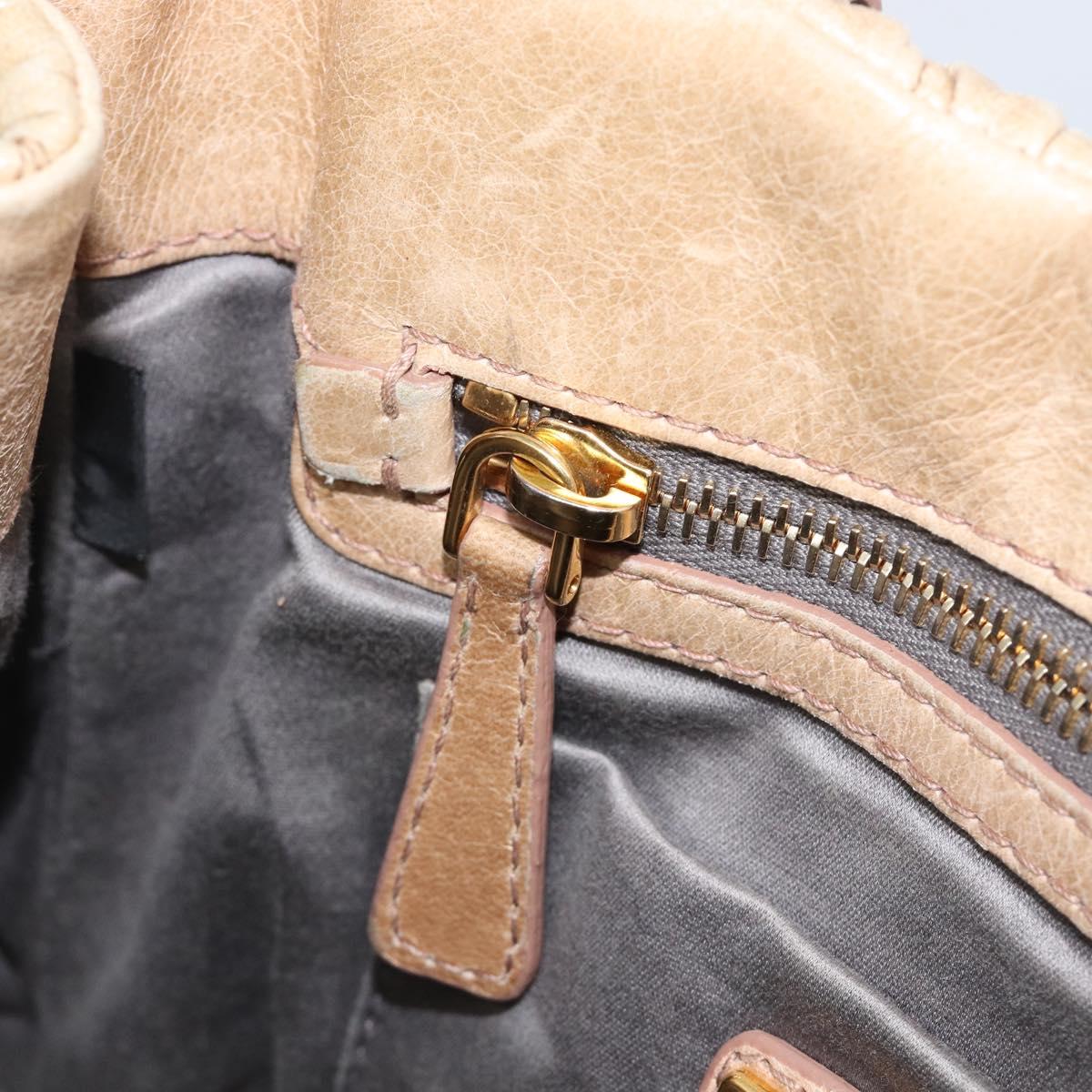 Miu Miu Matelasse Hand Bag Leather Beige Gold Auth BA15801V
