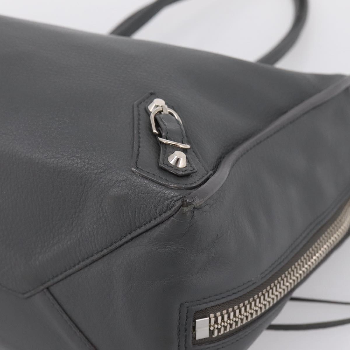 BALENCIAGA Paper B4 Hand Bag Leather Gray Silver 432596 Auth BA15802V