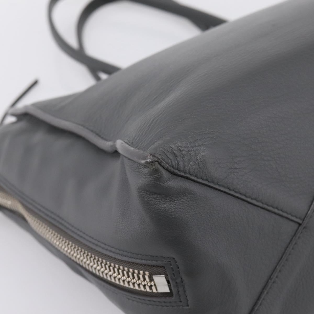 BALENCIAGA Paper B4 Hand Bag Leather Gray Silver 432596 Auth BA15802V