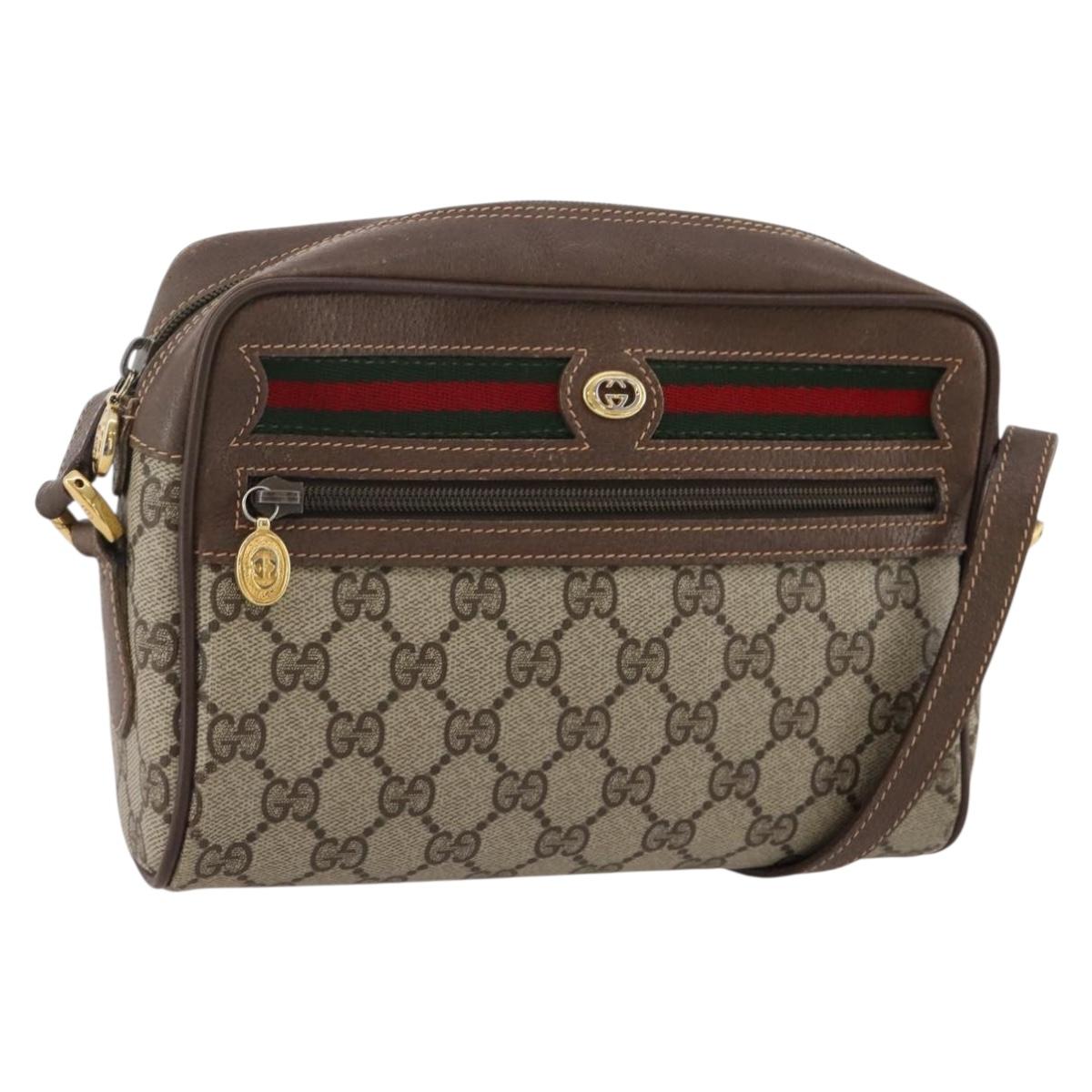 GUCCI GG Supreme Web Sherry Line Shoulder Bag PVC Beige 56 02 087 Auth BA15803